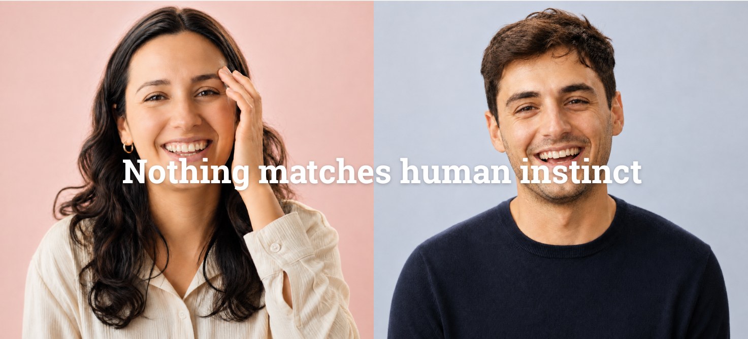 A smiling woman and man side by side