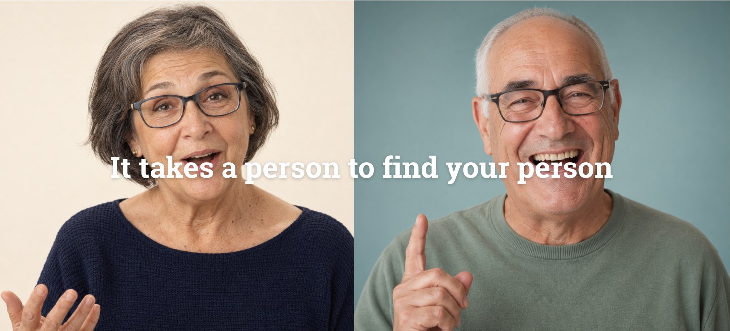 An older woman and man smiling